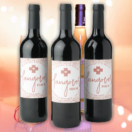 Hangover Relief Kit Moderne Rose Gold Gastgeschenk Weinetikett