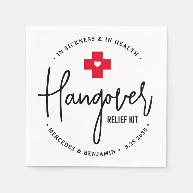 Hangover Relief Kit Personalisierte Gastgeschenk H Serviette (Vorderseite)