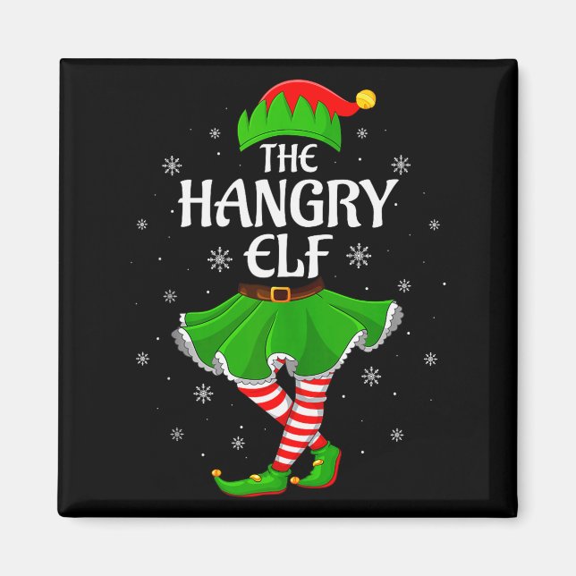 Hangry Elf Christmas Family Girls Women Elf Squad  Magnet (Vorne)