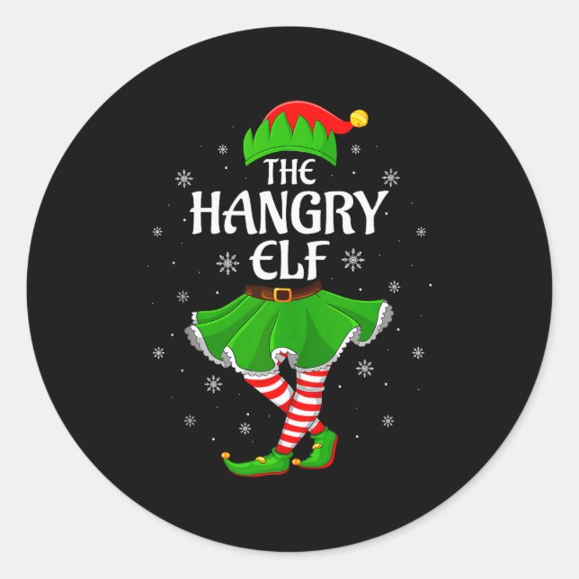 Hangry Elf Christmas Family Girls Women Elf Squad  Runder Aufkleber (Vorderseite)