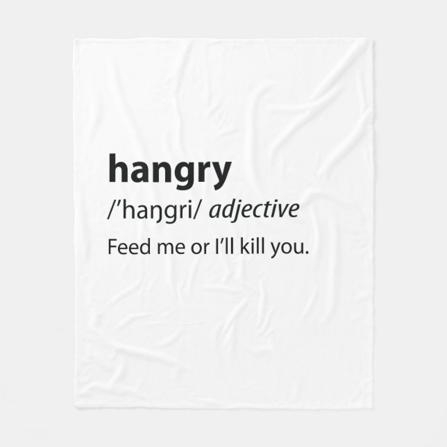 Hangry Funny Dictionary Definition Fleecedecke (Vorderseite)