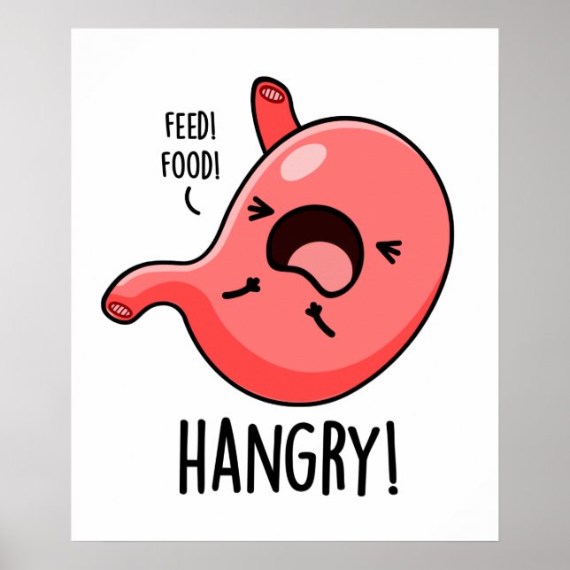 Hangry Funny Hungry Angry Stomach Pun Poster (Vorne)