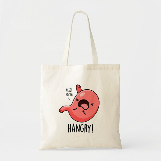 Hangry Funny Hungry Angry Stomach Pun Tragetasche (Vorne)
