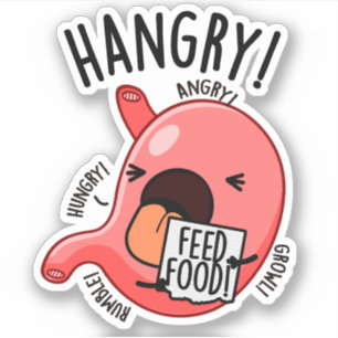 Hangry Funny Stomach Pun Aufkleber