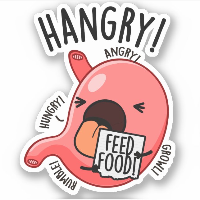 Hangry Funny Stomach Pun Aufkleber (Vorderseite)