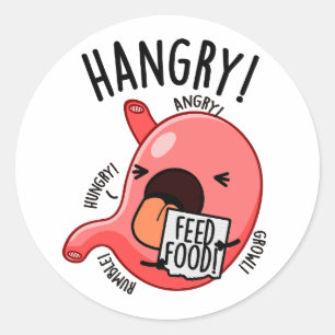 Hangry Funny Stomach Pun Runder Aufkleber