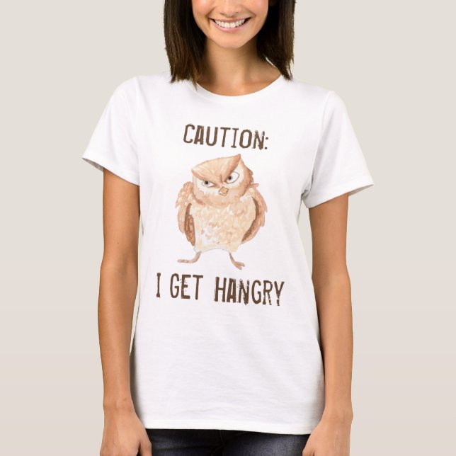Hangry Owl Wasserfarbe T-Shirt (Vorderseite)