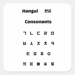 Hangul-Konsonanten / 한 글 자 음 Quadratischer Aufkleber