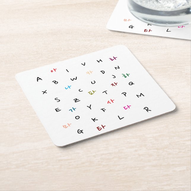 Hangul und Alphabet Paper Untersetzer (angewinkelt)