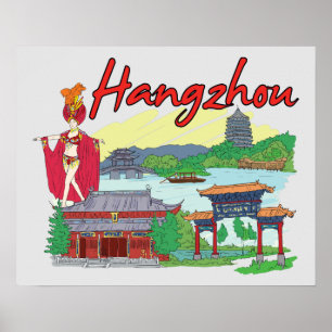 Hangzhou, China Travel Poster