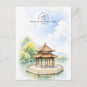Hangzhou Westsee China Aquarell-Reiseplakat Postkarte