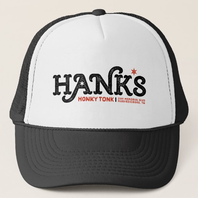Hanks Honky Tonk schwarzer Fernlastfahrer Truckerkappe (Vorderseite)