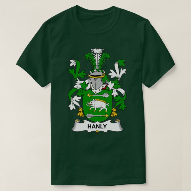 Hanly Coat of Arms Familienwappen T-Shirt (Design vorne)
