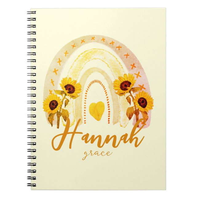 Hanna Hebrew Bedeutung Grace Rainbow Sunflower Boh Notizblock (Vorderseite)