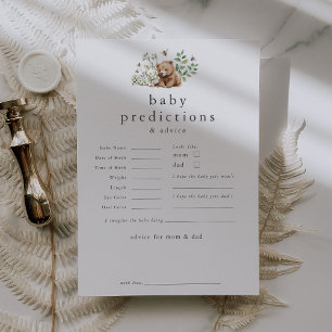 HANNAH Bear Baby Predication Baby Shower Game Card Einladung