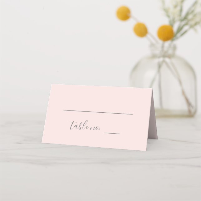 Hannah Blush Pink Calligraphy Wedding Platzkarte (Vorderseite)