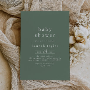 HANNAH Boho Modern Sage Green Simple Baby Dusche Einladung