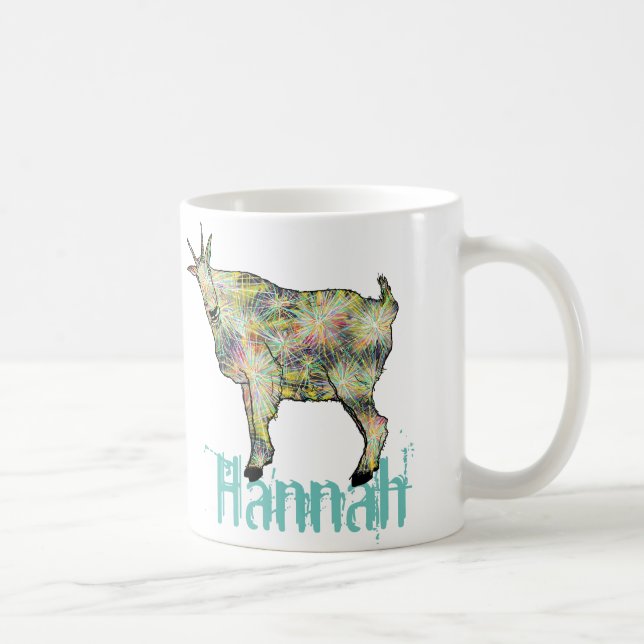 Hannah Colorful Funky Weird Goat Funny Animal Art Kaffeetasse (Rechts)