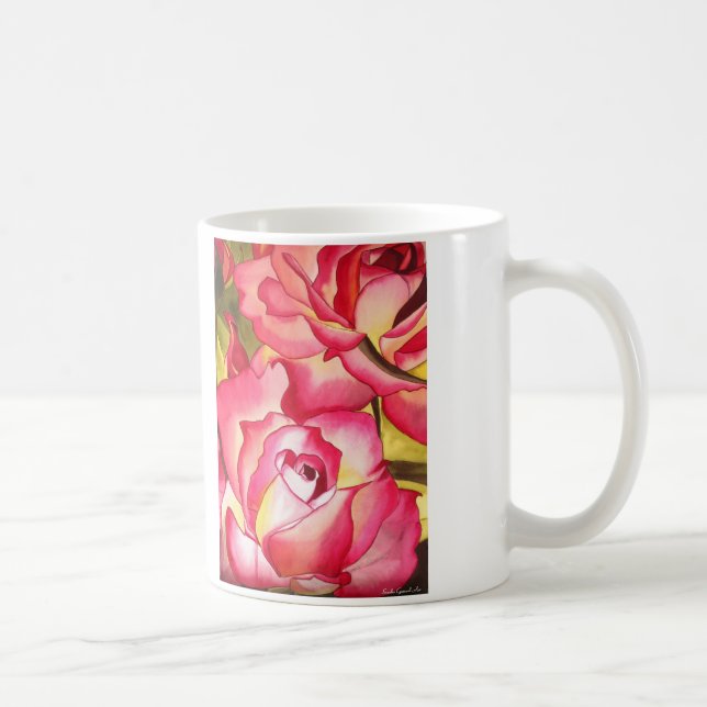 Hannah Gordon Rosa Blume Aquarellkunst Kaffeetasse (Rechts)