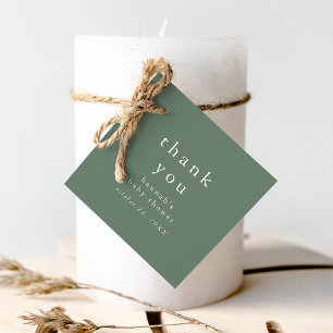 HANNAH Green Rustic Simple Baby Dusche Vielen Dank Geschenkanhänger