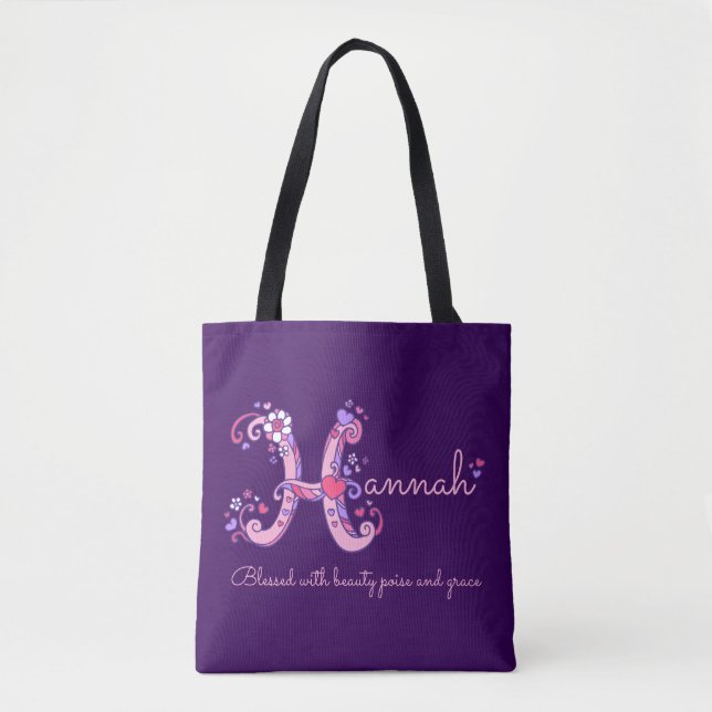 Hannah H Monogram Art & Name Bedeutung Tasche (Vorderseite)