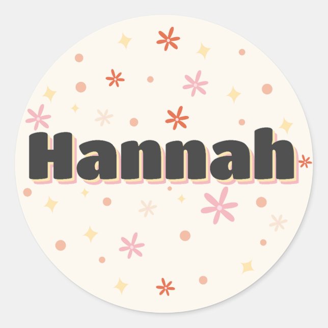 Hannah Name niedlich Design Runder Aufkleber (Vorderseite)