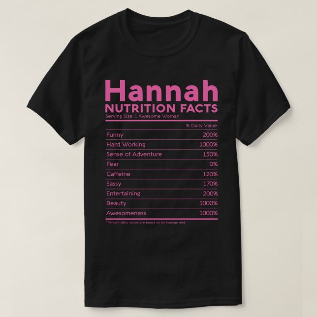 Hannah Name Nutrition Fakten Personalisiert Women  T-Shirt (Design vorne)