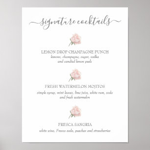 Hannah Pink Signature Cocktails Hochzeitsschild Poster
