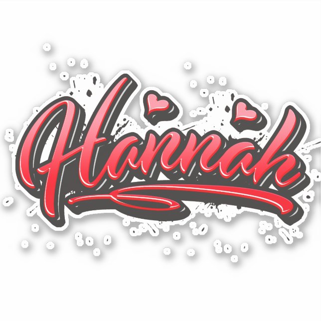 Hannah red Heart Graffiti Aufkleber Sticker (Vorderseite)