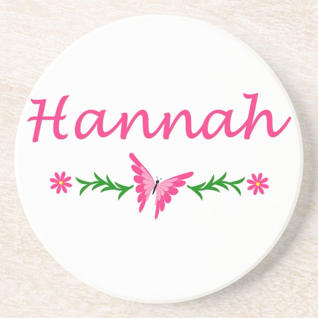 Hannah (rosa Schmetterling) Getränkeuntersetzer (Vorne)