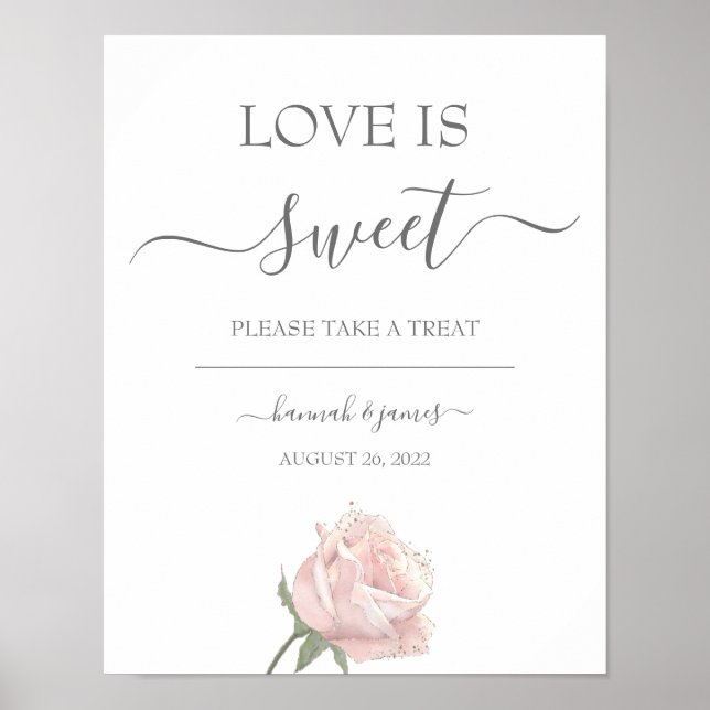 Hannah Rose Calligraphy Wedding Dessert Table Sign Poster (Vorne)