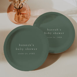 HANNAH Sage Green Boho Moderne einfache Babydusche Pappteller