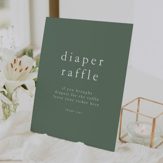 HANNAH Sage Green Simple Baby Dusche Windel Raffle Sockelschild (HANNAH Sage Green Simple Baby Shower Diaper Raffle Pedestal Sign)