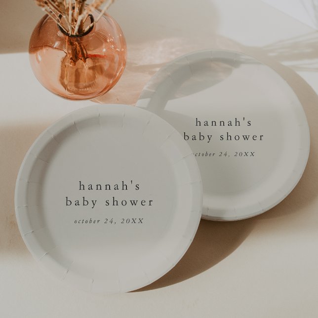 HANNAH Vintag Boho Moderne einfache Babydusche Pappteller (HANNAH Vintage Boho Modern Simple Baby Shower Paper Plates)