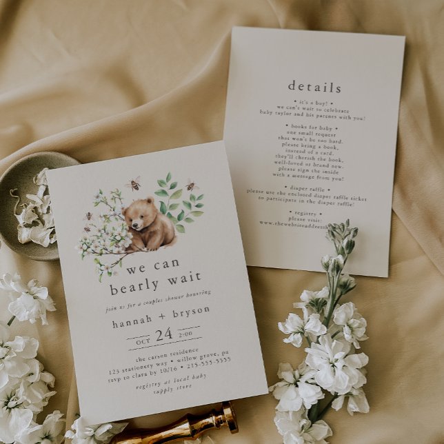 HANNAH Vintag, wir können frühzeitig warten Paare  Einladung (HANNAH Vintage We Can Bearly Wait Couples Shower Invitation)