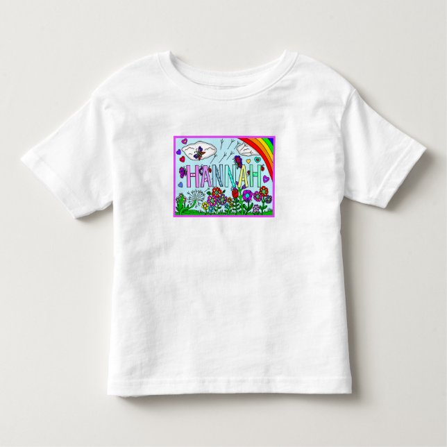 Hannah Whimsical Blume, Rainbow T-S Kleinkind T-shirt (Vorderseite)