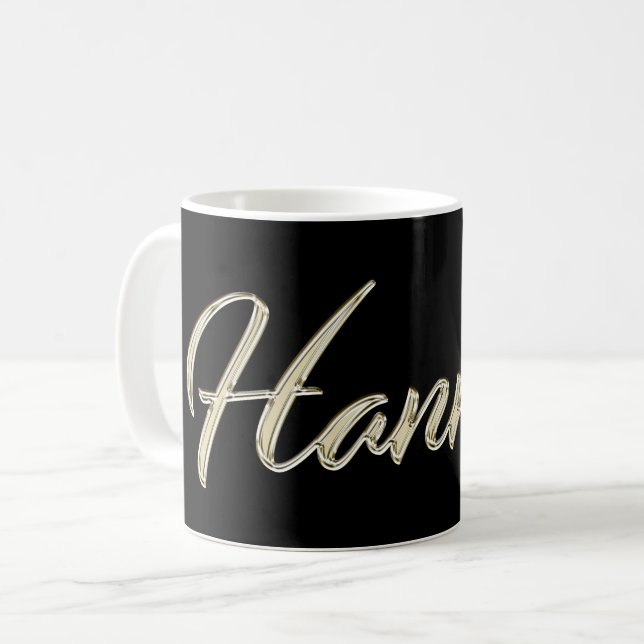 Hannah white gold Handwriting Tasse Kaffeetasse (Vorderseite Links)
