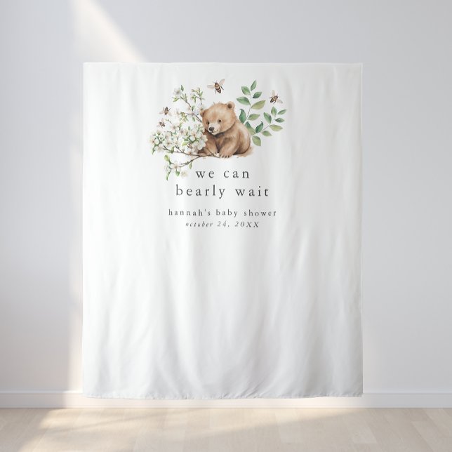 HANNAH Wir können frühzeitig abwarten Baby Dusche  Wandteppich (HANNAH We Can Bearly Wait Baby Shower Backdrop)