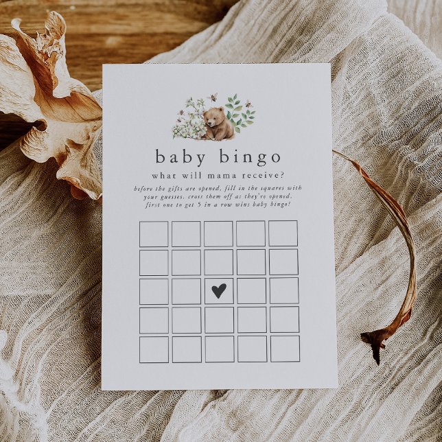 HANNAH Woodland Baby Bingo Baby Showspielkarte Einladung (HANNAH Woodland Baby Bingo Baby Shower Game Card)