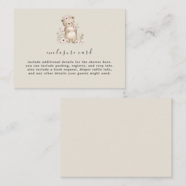 HANNAH Woodland Babyduschkarte Begleitkarte (Vorne/Hinten)