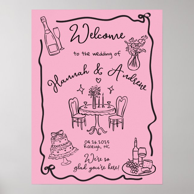 Hannahs Welcome Wedding Wavy-Frame-Bug Poster (Vorne)