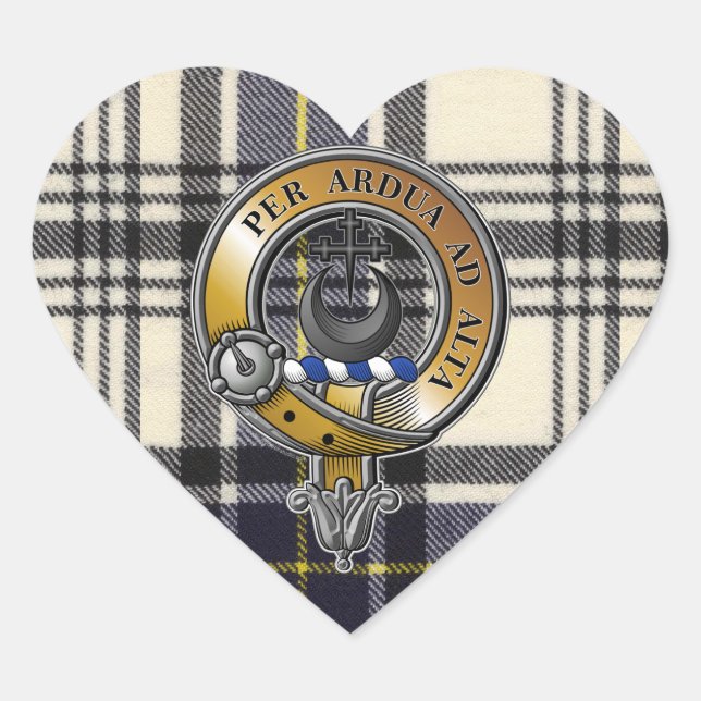 Hannay Tartan & Abzeichen Herz-Aufkleber (Vorderseite)