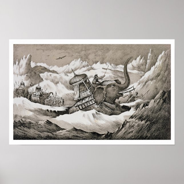 Hannibal (247-c.183 BC) and his war elephants cros Poster (Vorne)