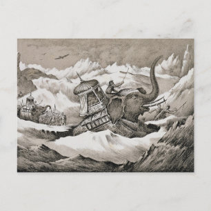 Hannibal (247-c.183 BC) and his war elephants cros Postkarte