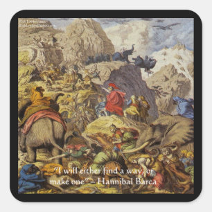 Hannibal Barca & Army & Quote Ohrts & Cards Quadratischer Aufkleber