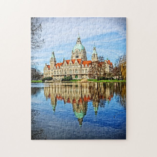 Hannover, Deutschland - Rathaus Reflektionen Puzzl Puzzle (Vertikal)