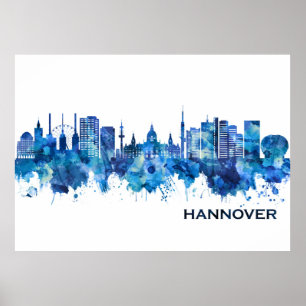 Hannover Deutschland Skyline Blue Poster