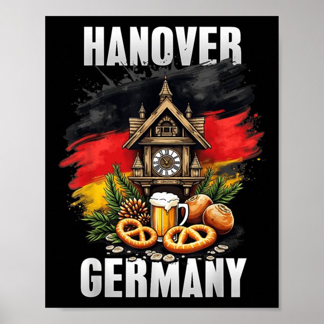 Hannover Deutschland Souvenir German Flag Travel Poster (Vorne)