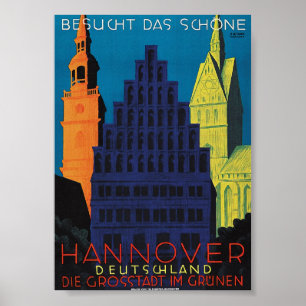 Hannover, Deutschland Vintage Travel Poster