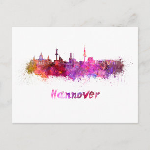 Hannover Skyline in Aquarell Postkarte